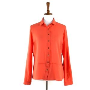 Marsel Orange Lace Back Peplum Hem Blouse